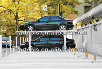 red vertical car parking lift