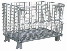 Folding pallet storage wire mesh box cage