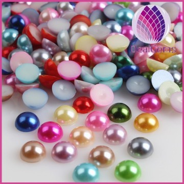 Colorful ABS flat back half round pearl