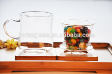 High Quality Double Walled Glass with handle ,wholesale double wall cup borosilicate drinking glass