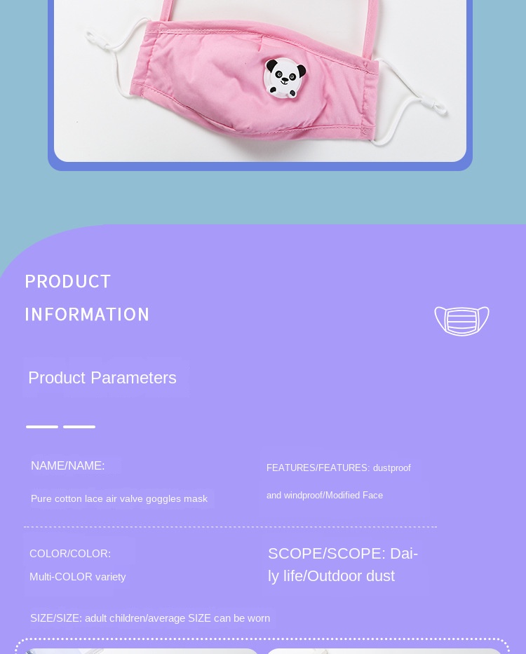 wholesale cloth Animal Panda Maskes Customize logo Reusable Washable Child Face Maskes cartoon Cotton Face Maskes For Kids