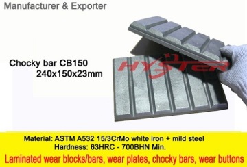 Professional Manufacturer of White Iron Wear Blocks CB150 Chocky Blocks Chocky Bars 63HRC
