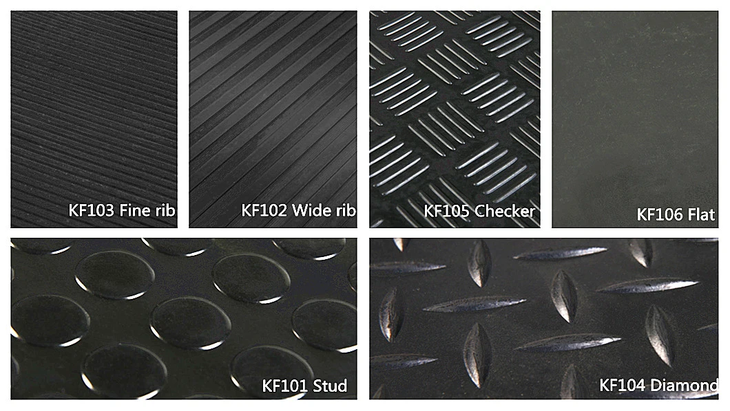 Industrial/Commercial Anti-Slip Stud/Wide/Thin Ribbed/Willow/Diamond/Checker Rubber Flooring