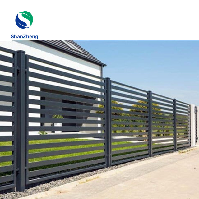 Aluminum Decoration Residential Horizontal Slat Metal Fence for Garden Balcony Using