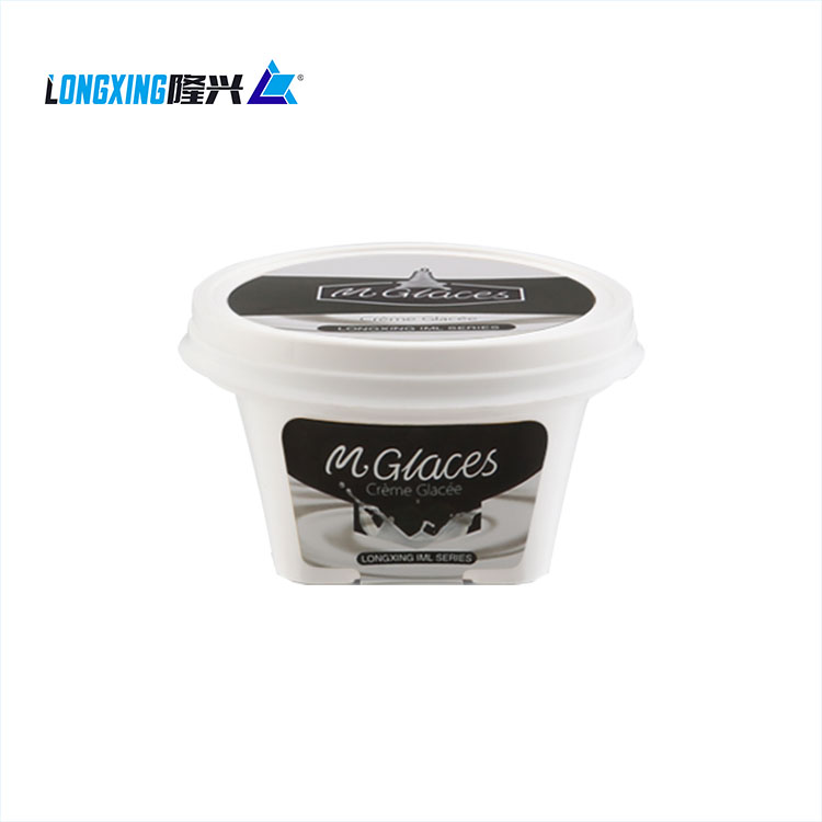 Eco Friendly Durable Freeze 150g-230ground square Custom Logo IML PP Plastic Disposable Ice Cream Cup with Lid 003#