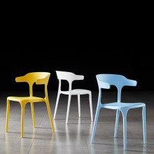 Classic Horn-Shaped Plastic Dining Chairs in Various Colors