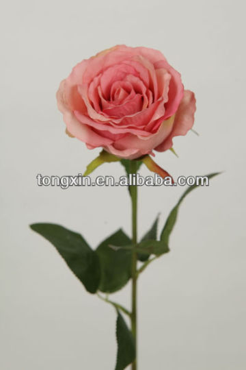 27435N 63cm artificial wedding party rose flower with 3 leaves