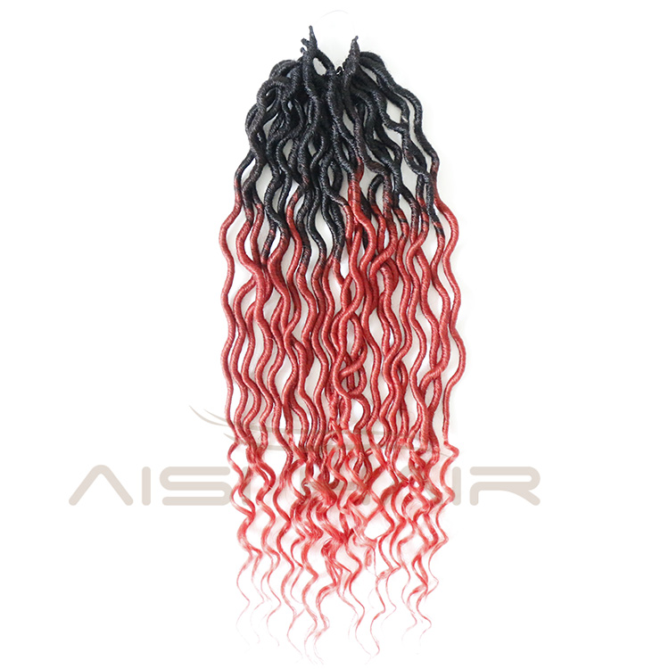 Aisi Hair Crochet Goddess Locs Hair Extensions Synthetic Faux Locs Ombre Curly Afro Crochet Braids Hairpieces