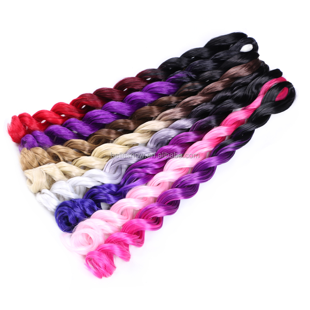 Hot sell  20inch 100g wholesale crochet braid fiber jumbo braids deep wave hair ombre synthetic braiding hair extensions