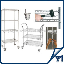 Metal wire display shelf with wheels ,wire shelf for storage