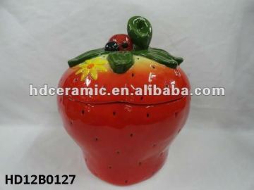Ceramic strawberry shape Cookie Jar ,Ceramic Cookie jar,Sweet jar