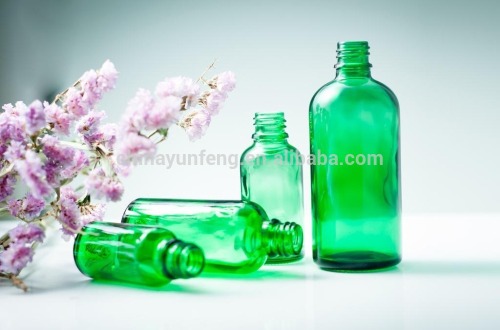 Beauty design green glass massage oil bottle with many sizes for liquid oil use