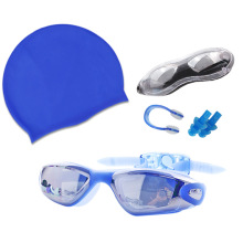Anti-Fog UV Protection Silicone Swim Set: Earplugs, Nose Clip, Cap, Goggles