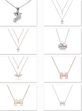 Letter necklace four-leaf clover necklace