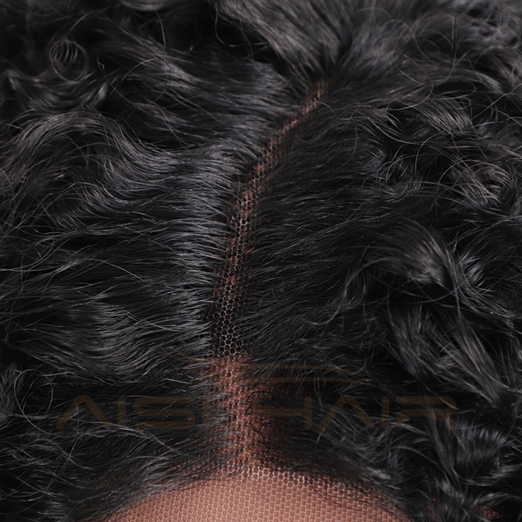 Aisi Hair Cheap Wholesale Shoulder Length Fluffy Black Kinky Curly Side Part Synthetic Hair For Black Women Lace Front Wig