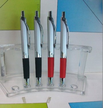 with metal clip rubber click pen