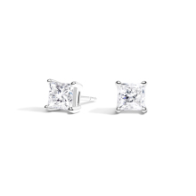 Princess Cut Lab Diamond White Gold Studs