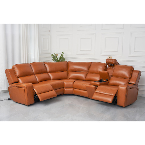 Living Room Leather Electric Corner Recliner Sofa Set