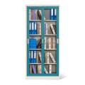 Armoire en acier claire avec portes coulissantes transparentes