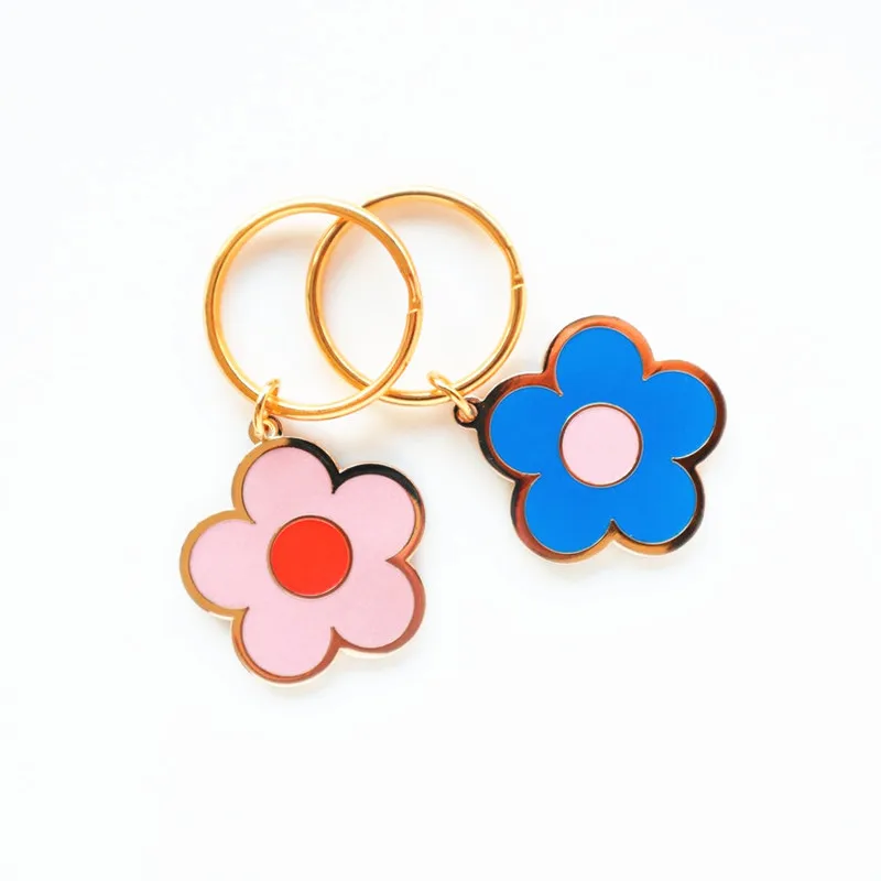 Zinklegering Cartoon Mini Metal Flower Charm Keychains