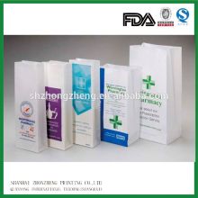 sos bottom printed pharmacy bags/side gusset pharmacy paper bag