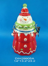 Hand-Painted Ceramic Snowmen Airtight Canister