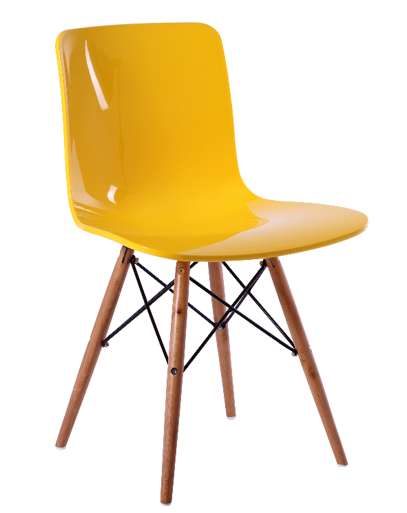 plastic dining chair wood base