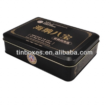 rectangular black tea tin box