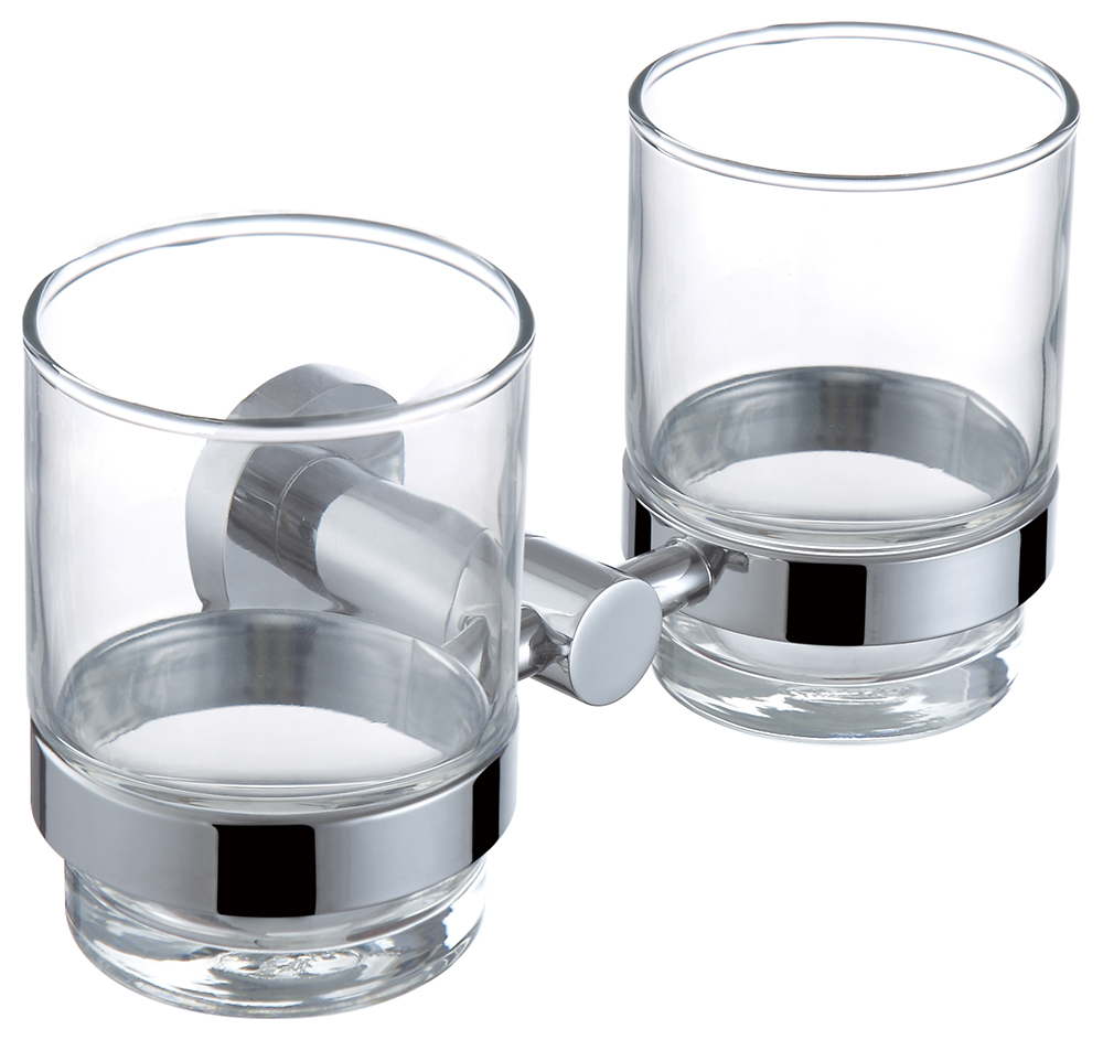 Double Round Toothbrush Holder With Glass Cup