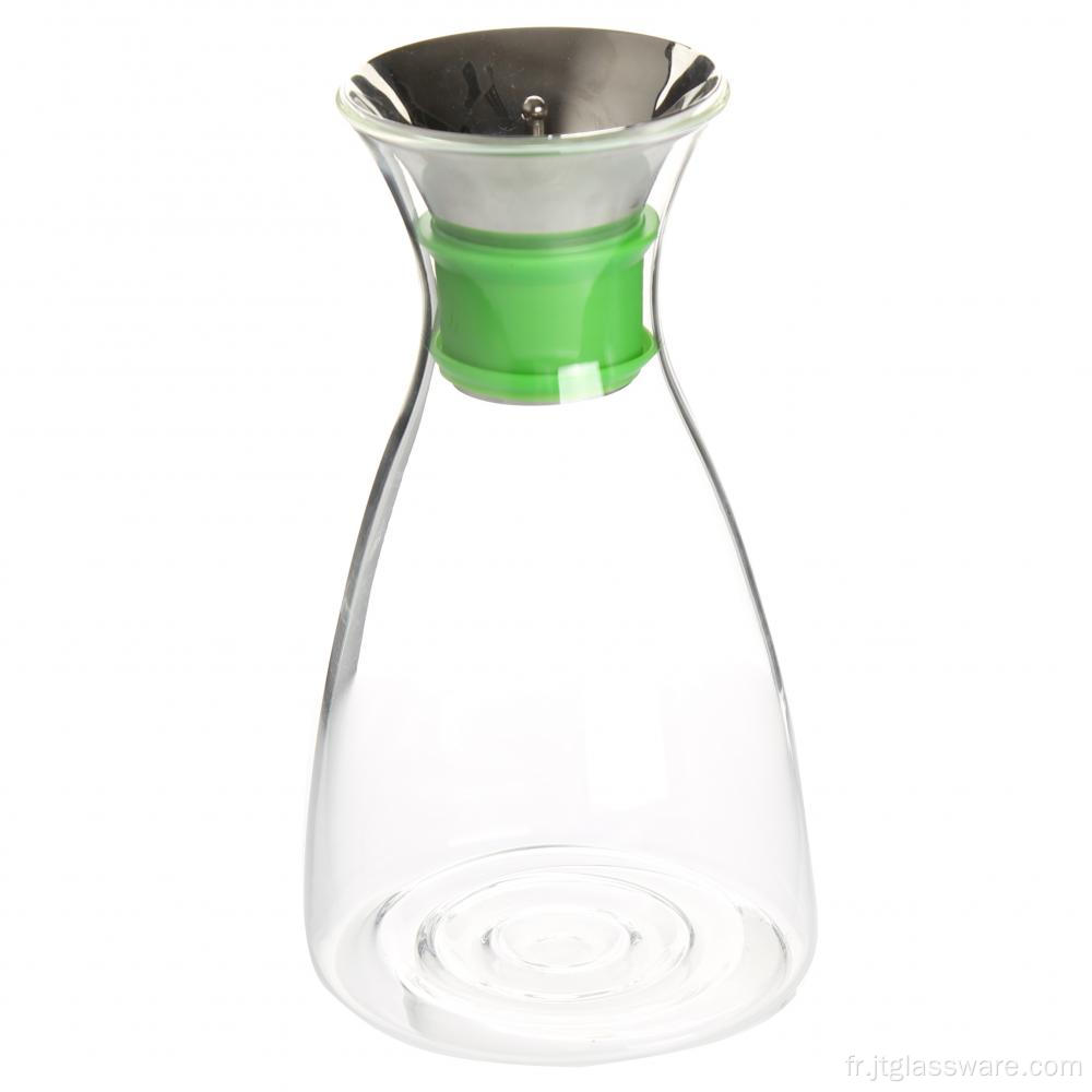 Carafe de théière en verre résistant à la chaleur avec couvercle en bois de bambou naturel