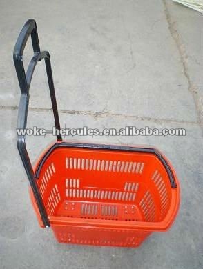 Supermarket shopping basket with wheels