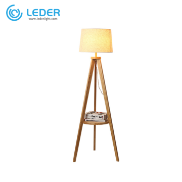 LEDER Brown Wooden Floor Lamp
