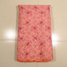 Peach Green African Net Lace Fabrics With Stones