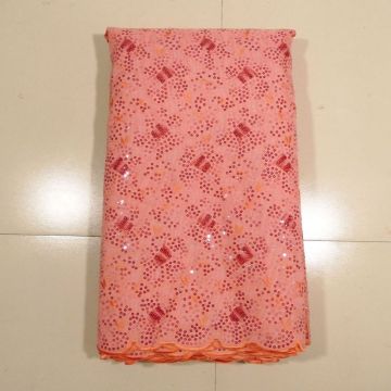 Peach Green African Net Lace Fabrics With Stones