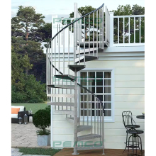 Prefabricated White Steel Spiral Staircase Kit for Space-Saving Outdoor Decor