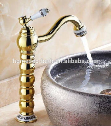 Counter basin tap brass gold finish single handle water mixer taps