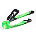 1.5 &quot;2000kgs 38mm Ratchet Fibbia in gomma Cargo Tiedown Cintura verde sferzante con ganci a doppia S da 1,5 pollici