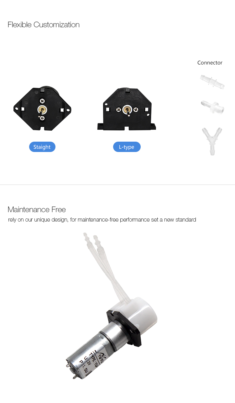 YWfluid 3v/6v/12v micro peristaltic pump with dc motor used for liquid transfer suction or filling