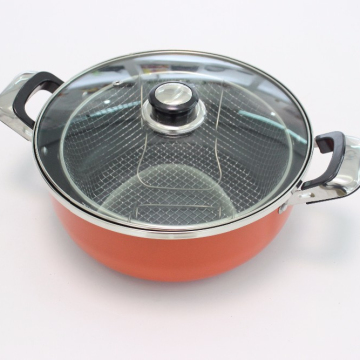 Carbon-Steel Cookware Set: Fryer with Basket, Deep Frying Pan, Casserole, and Double-Ear Fryer