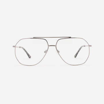 Angular double-bridge Metal Men's Optical Frames