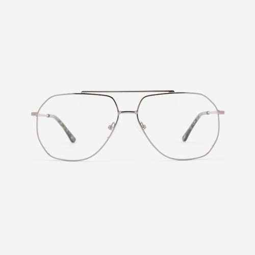 Angular double-bridge Metal Men's Optical Frames