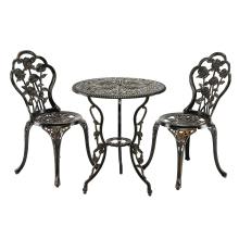 Rose Design Rust-Resistant Cast Aluminum 3-Piece Outdoor Bistro Set