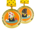 Medalla de metal de levantamiento de pesas giratoria de metal dorado personalizada
