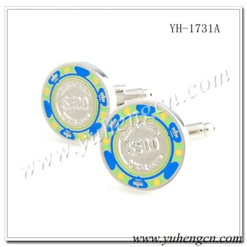 YH-1731A Novelty Enamel $500 Gambling Chips Cufflinks