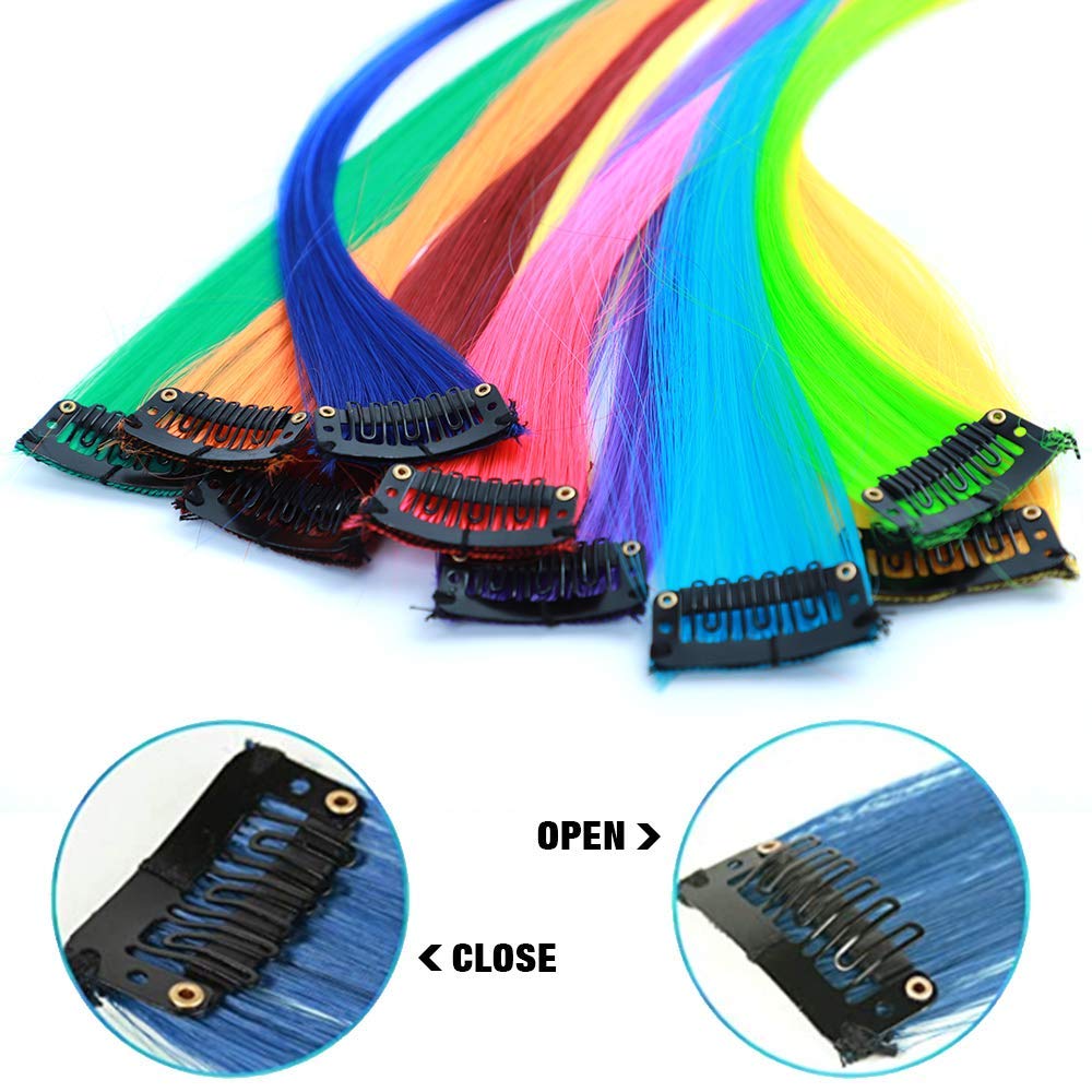 Clip Hair Extensions Clip Ponytail Hair Accessories Party Highlights Streak Straight Synthetic Fiber Hairpieces Blonde Purple