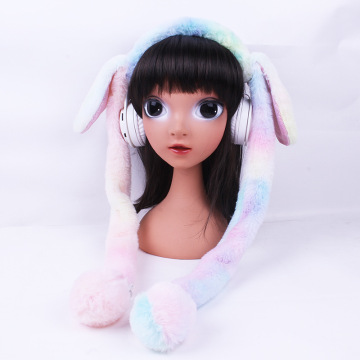 Ears de coelho Bluetooth Winter Plush fones de ouvido com luz LED