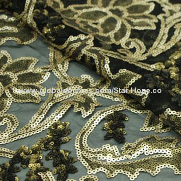 Flower Design Polyester Net Computer Lace Fish Embroidery Sequence Lace