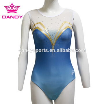 Blaue Ombre Lycra Gymnastikuniformen