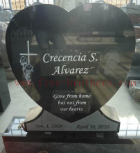 Black Grantie Heart Shape Shadow Carving Headstone