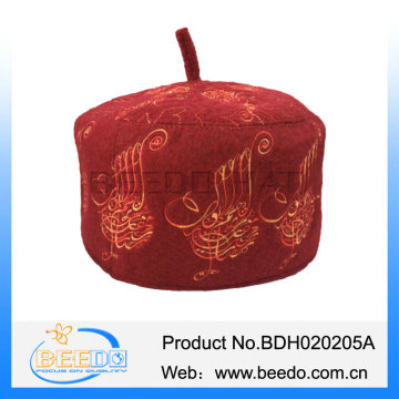 Wholesale wool felt men black muslim hat embroider